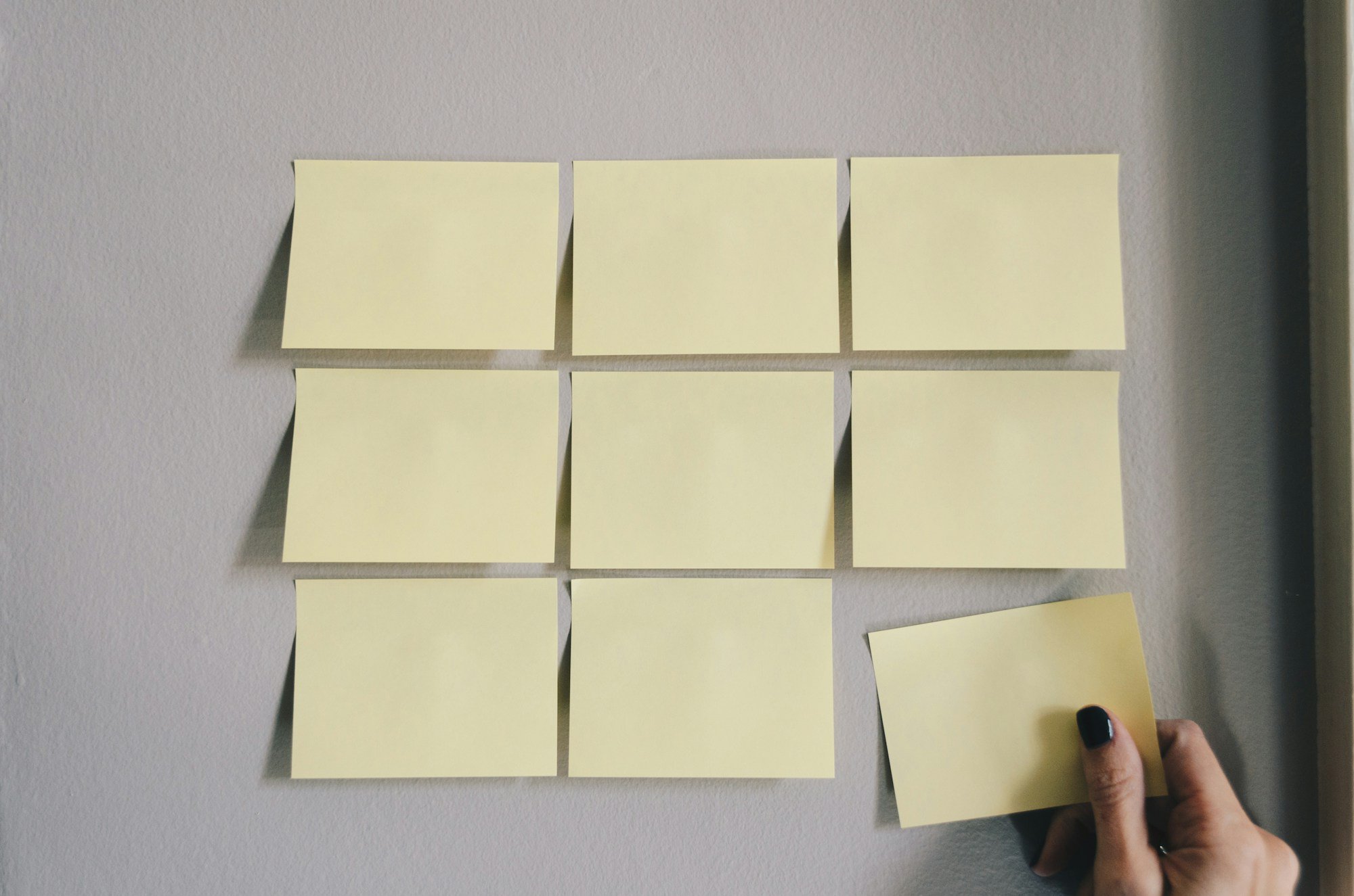 six white sticky notes six white sticky notes
